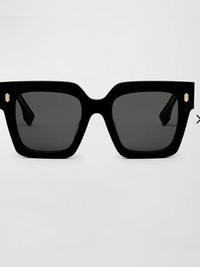 Fendi Roma Oversized Square Sunglasses Black & Gold | Includes Dust Bag